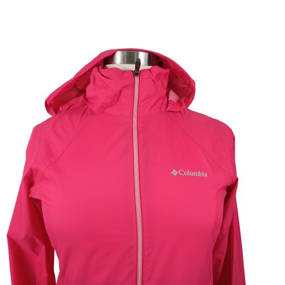 Columbia Women's M Lightweight Full Zip Hooded Nylon Windbreaker Jacked Pink - Picture 2 of 12